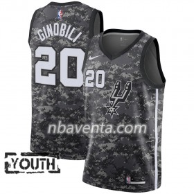 Camiseta Niños San Antonio Spurs Manu Ginobili 20 Nike City Edition Negro Swingman